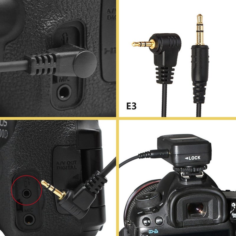 Pixel 3.5mm-E3 Photographic Equipment Wireless Shutter Release Remote Control Connecting Cable E3 for Canon Digital Camera Rebel EOS1300D,300D,60D,60Da,70D,80D - Image 2